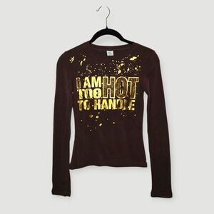 Cute Y2k Brown Long Sleeve Graphic Baby Tee 🤎